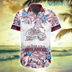 Colorado Avalanche Hawaiian Shirt Blue Hibiscus Tropical Leaves Avalanche Gift