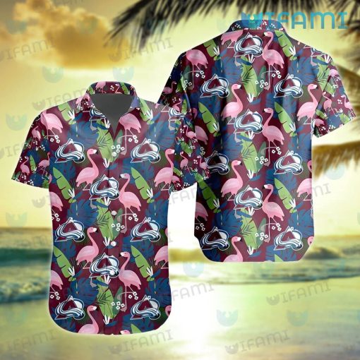 Colorado Avalanche Hawaiian Shirt Flamigo Tropical Leaves Avalanche Gift