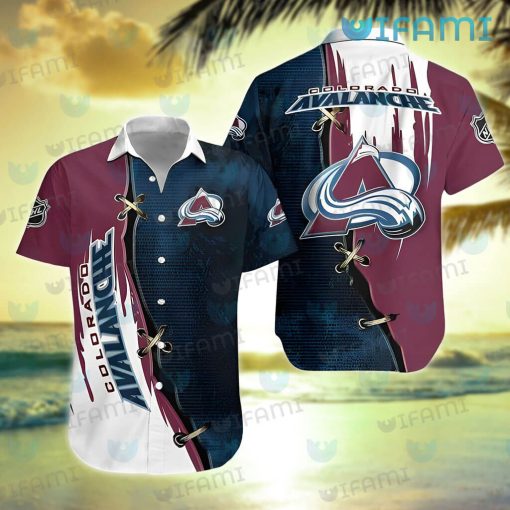 Colorado Avalanche Hawaiian Shirt Stitches Grunge Pattern Colorado Avalanche Gift