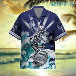 Colorado Rockies Hawaiian Shirt Grateful Dead Skeleton Surfing Rockies Present