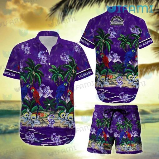 Colorado Rockies Hawaiian Shirt Parrot Couple Tropical Beach Rockies Gift