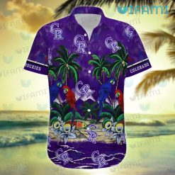 Colorado Rockies Hawaiian Shirt Parrot Couple Tropical Beach Rockies Present