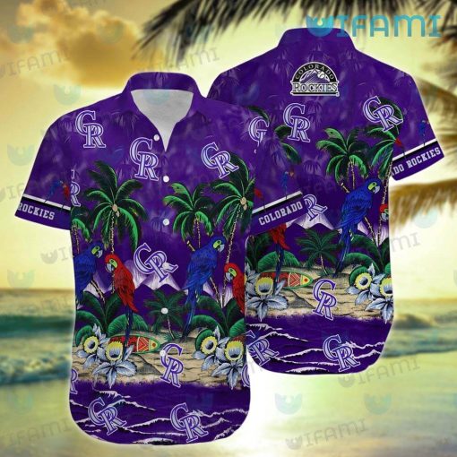 Colorado Rockies Hawaiian Shirt Parrot Couple Tropical Beach Rockies Gift