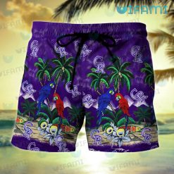 Colorado Rockies Hawaiian Shirt Parrot Couple Tropical Beach Rockies Short