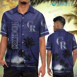 Colorado Rockies Hawaiian Shirt Sunset Coconut Tree Rockies Gift