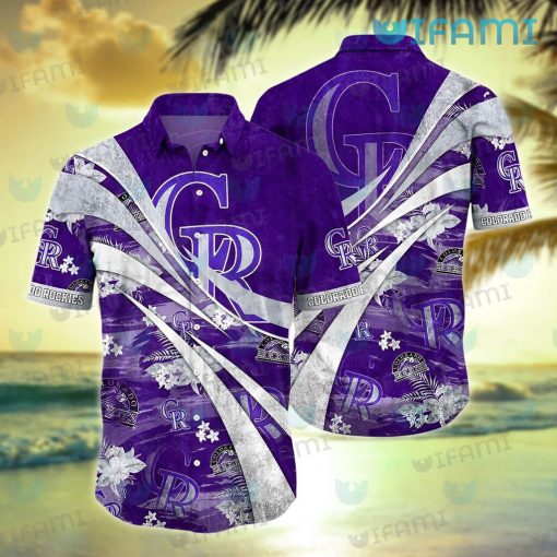 Colorado Rockies Hawaiian Shirt Tropical Flower Rockies Gift