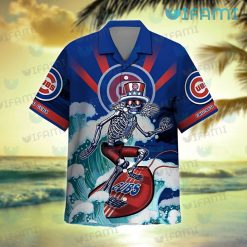 Cubs Hawaiian Shirt Grateful Dead Skeleton Surfing Chicago Cubs Present