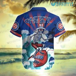 Cubs Hawaiian Shirt Grateful Dead Skeleton Surfing Chicago Cubs Gift