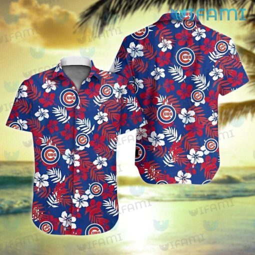 Cubs Hawaiian Shirt Hibiscus Palm Leaf Chicago Cubs Gift
