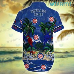 Cubs Hawaiian Shirt Parrots Tropical Sea Chicago Cubs Present Back