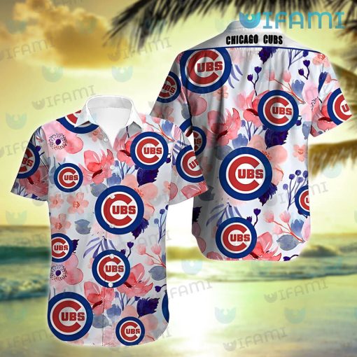 Cubs Hawaiian Shirt Pink Flower Pattern Chicago Cubs Gift