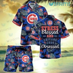 Cubs Hawaiian Shirt Stress Blessed Obsessed Chicago Cubs Gift