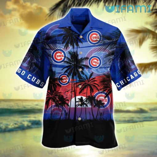 Cubs Hawaiian Shirt Sunset Coconut Tree Logo Chicago Cubs Gift