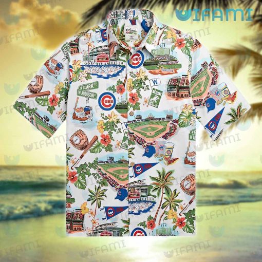 Cubs Hawaiian Shirt Wrigley Field Tropical Flower Chicago Cubs Gift