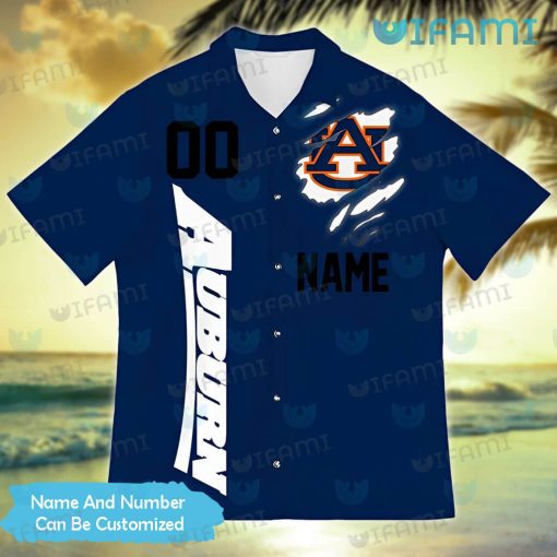 Custom Auburn Hawaiian Shirt Football Helmet Ripped Auburn Gift