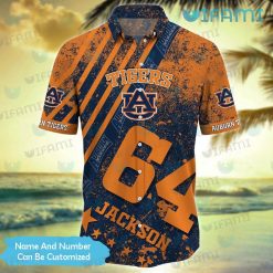 Custom Auburn Hawaiian Shirt Grunge Pattern Auburn Present