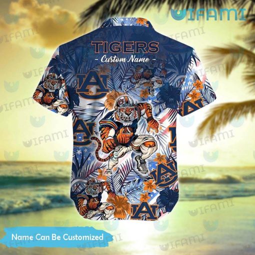 Custom Auburn Hawaiian Shirt Mascot Tropical Flower Auburn Gift