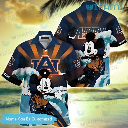 Custom Auburn Hawaiian Shirt Mickey Surfing Beach Auburn Gift