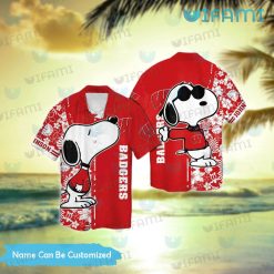 Custom Badgers Hawaiian Shirt Snoopy Kiss Logo Wisconsin Badgers Gift