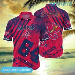 Custom Braves Hawaiian Shirt Grunge Pattern Atlanta Braves Gift