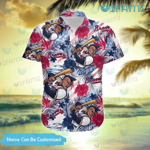 Custom Braves Hawaiian Shirt Mascot Pattern Atlanta Braves Gift