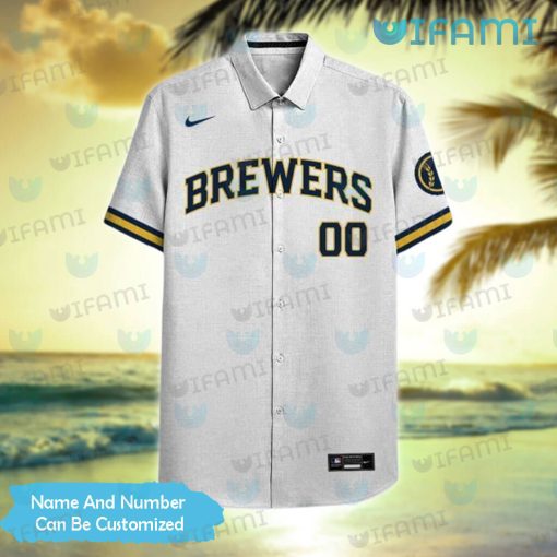 Custom Brewers Hawaiian Shirt Swoosh Logo Milwaukee Brewers Gift