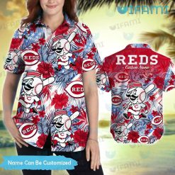 Custom Cincinnati Reds Hawaiian Shirt Mascot Pattern Cincinnati Reds Present Back