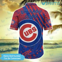 Custom Cubs Hawaiian Shirt Grunge Pattern Chicago Cubs Present Back