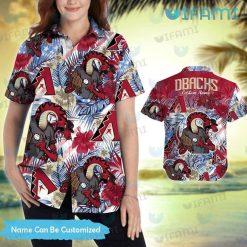 Custom Diamondbacks Hawaiian Shirt Mascot Tropical Flower Arizona Diamondbacks Present Back