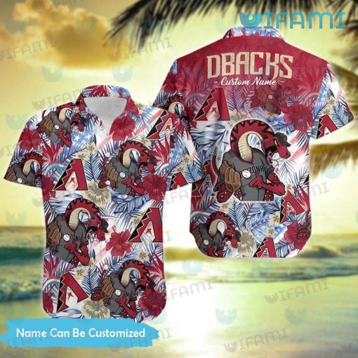 Custom Diamondbacks Hawaiian Shirt Mascot Tropical Flower Arizona Diamondbacks Gift