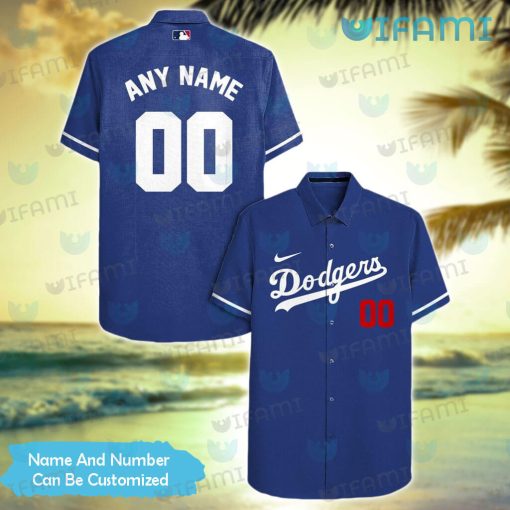 Custom Dodgers Hawaiian Shirt Blue Swoosh Logo Los Angeles Dodgers Gift