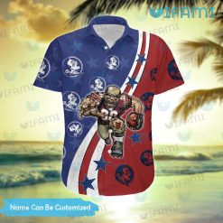 Custom FSU Hawaiian Shirt Big Mascot USA Flag FSU Present