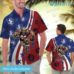 Custom FSU Hawaiian Shirt Big Mascot USA Flag FSU Present Men