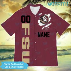 Custom FSU Hawaiian Shirt Football Helmet FSU Present
