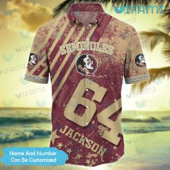Custom FSU Hawaiian Shirt Grunge Pattern Florida State Seminoles Present