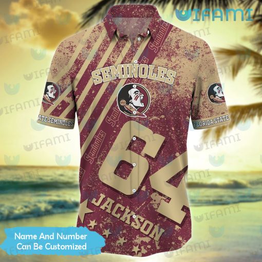 Custom FSU Hawaiian Shirt Grunge Pattern Florida State Seminoles Gift