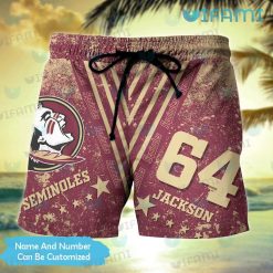 Custom FSU Hawaiian Shirt Grunge Pattern Florida State Seminoles Short Beach