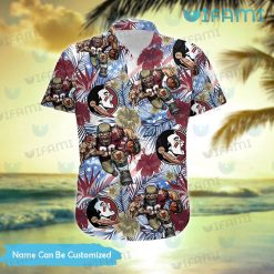 Custom FSU Hawaiian Shirt Mascot Tropical Flower FSU Present