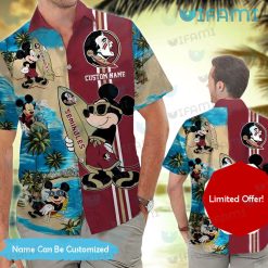 Custom FSU Hawaiian Shirt Mickey Surfing Beach FSU Gift
