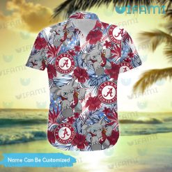 Custom Hawaiian Alabama Shirt Mascot Tropical Leaves Crimson Tide Present