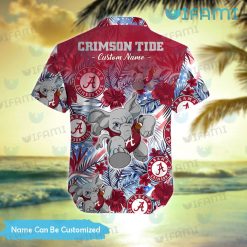 Custom Hawaiian Alabama Shirt Mascot Tropical Leaves Crimson Tide Present Back
