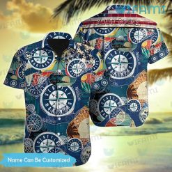 Custom Mariners Hawaiian Shirt Logo Pattern Seattle Mariners Gift