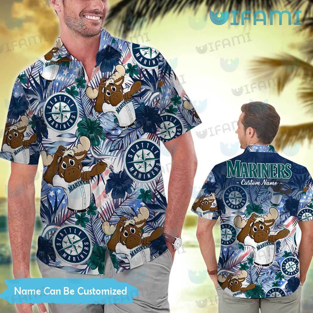 Custom Mariners Hawaiian Shirt Mascot Tropical Leaves Seattle Mariners Gift  - Personalized Gifts: Family, Sports, Occasions, Trending