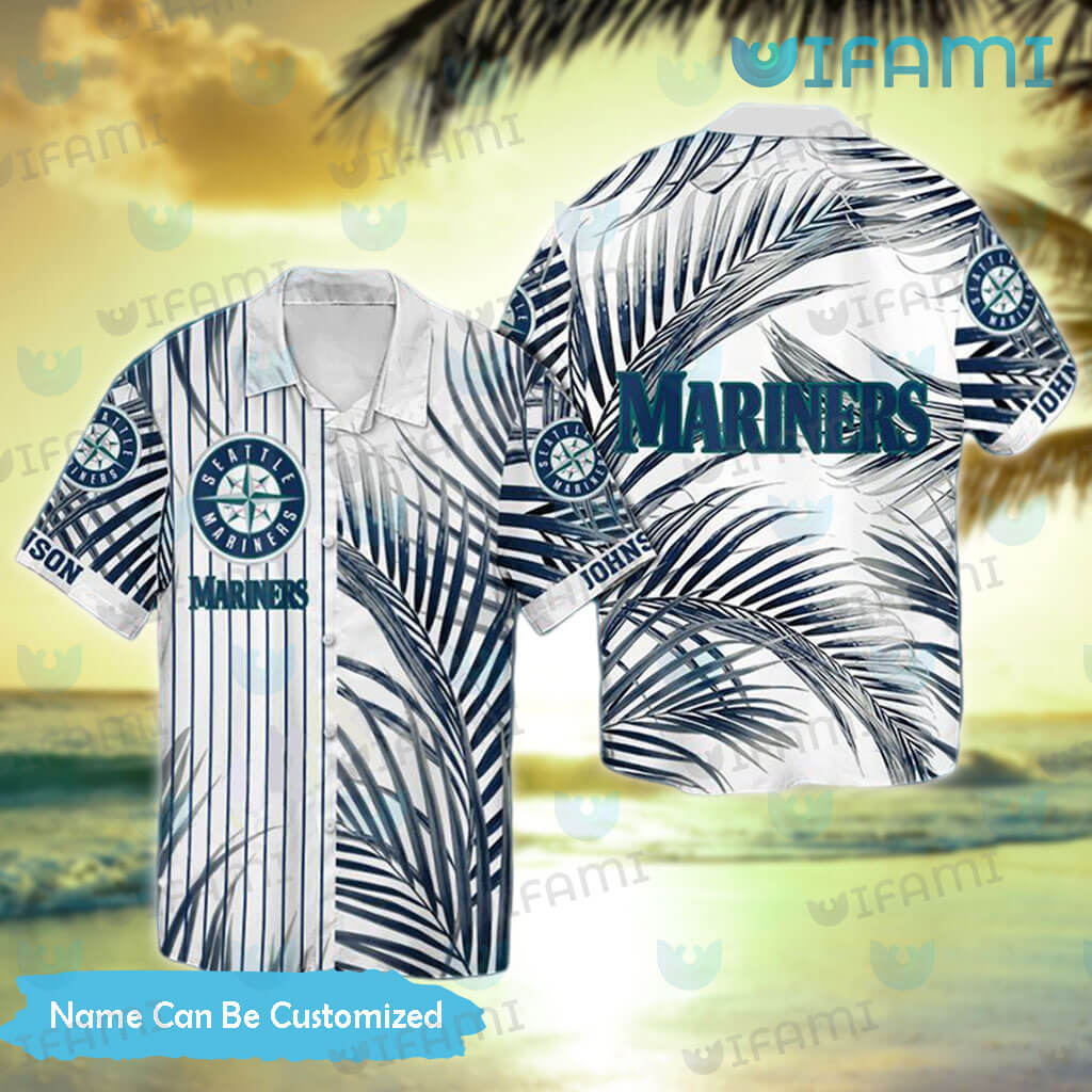 Custom Mariners Hawaiian Shirt Swoosh Logo Seattle Mariners Gift