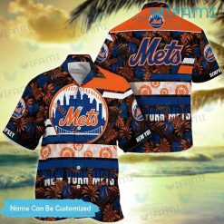Custom Mets Hawaiian Shirt Hibiscus Palm Leaves New York Mets Gift