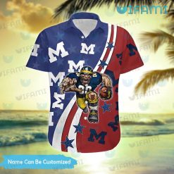 Custom Michigan Hawaiian Shirt Big Mascot Logo Michigan Football Present