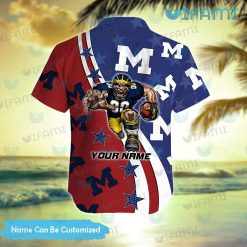 Custom Michigan Hawaiian Shirt Big Mascot Logo Michigan Football Gift