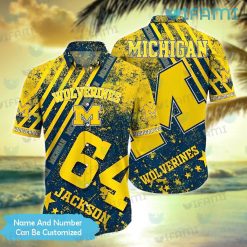 Custom Michigan Hawaiian Shirt Grunge Pattern Michigan Wolverines Gift