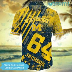 Custom Michigan Hawaiian Shirt Grunge Pattern Michigan Wolverines Present