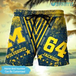 Custom Michigan Hawaiian Shirt Grunge Pattern Michigan Wolverines Short